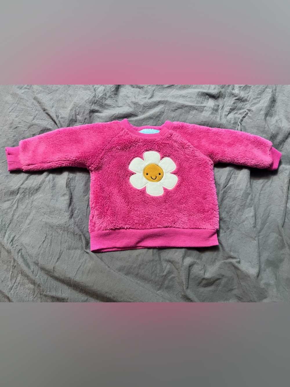 Girls Plush Pink Daisy Sweatshirt - Cute Flower Pullover